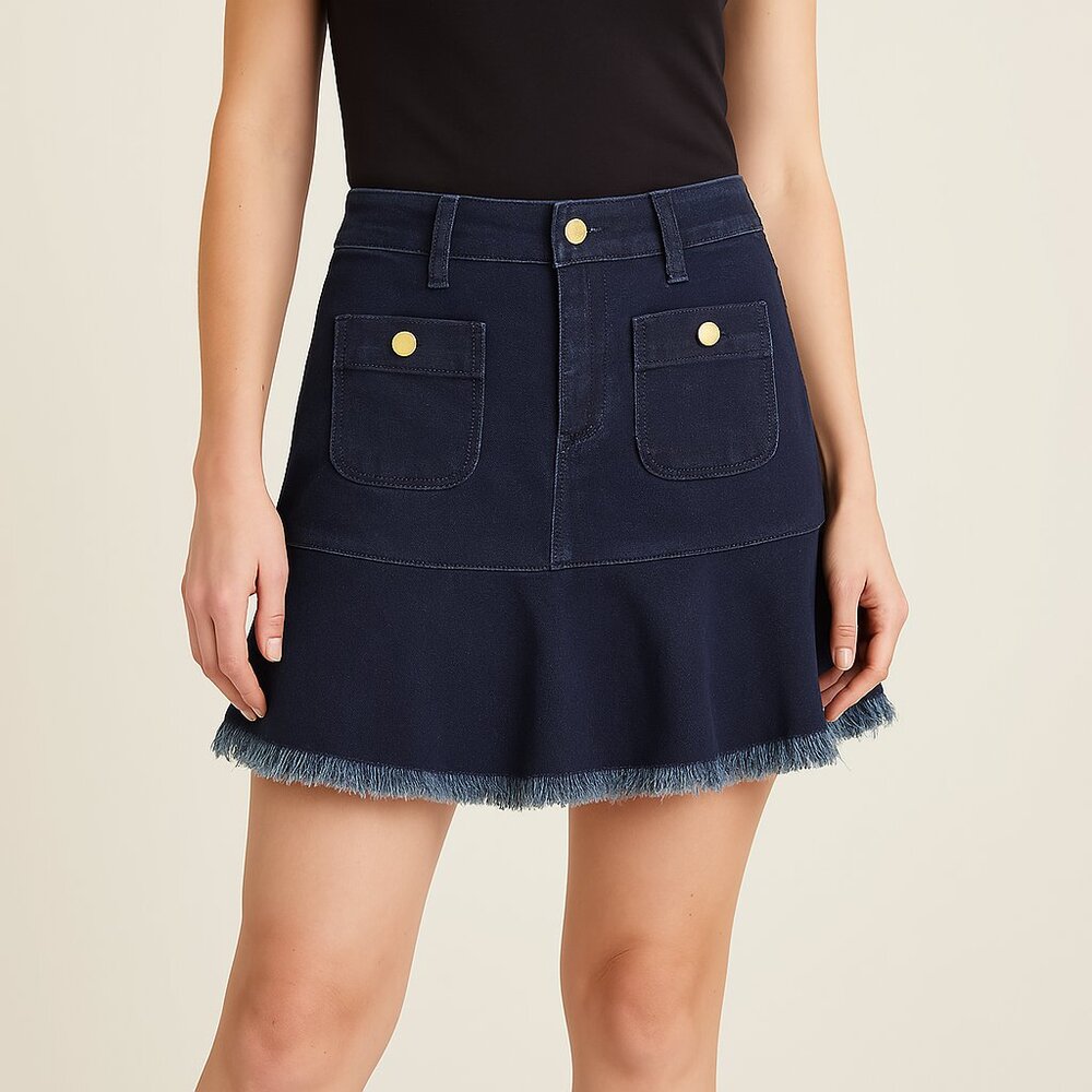 Michael Kors Flounce Frayed Hem Denim Skirt - Size 2